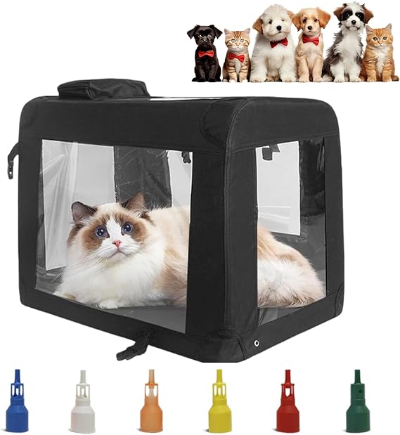 PakaLife Portable Oxygen Tank for Pet cage,New Cat&Dog Puppies Nebulizer,Kitten Incubator, Cage Built-in Ventilation, Chamber for Pet Up to 30lbs