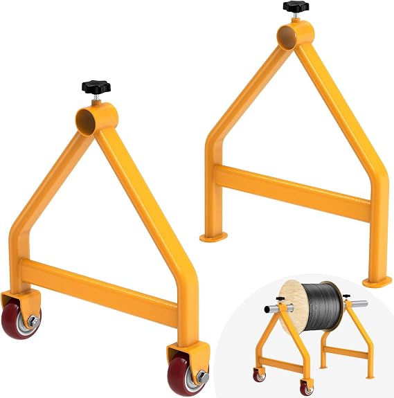 Extension Lead Reel Extension Cable - Portable Cable Caddy, Steel Fully Welded Wire Rack Dispenser for up to 28" Diameter Spools, 220 lbs Capacity, Yellow