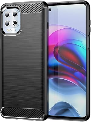 Case for Moto G100 Case, Motorola Edge S Case XT2125 Case, Slim Thin Carbon Fiber TPU Rubber Protective Cases Anti-Scratch Shockproof Cover for Motorola Edge S Black