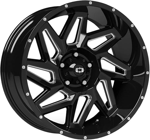 Vision 361 Spyder 22x12 5x5.5" -51mm Black/Milled Wheel Rim 22" Inch