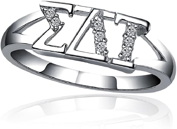 Sigma Delta Tau Horizontal Silver Ring