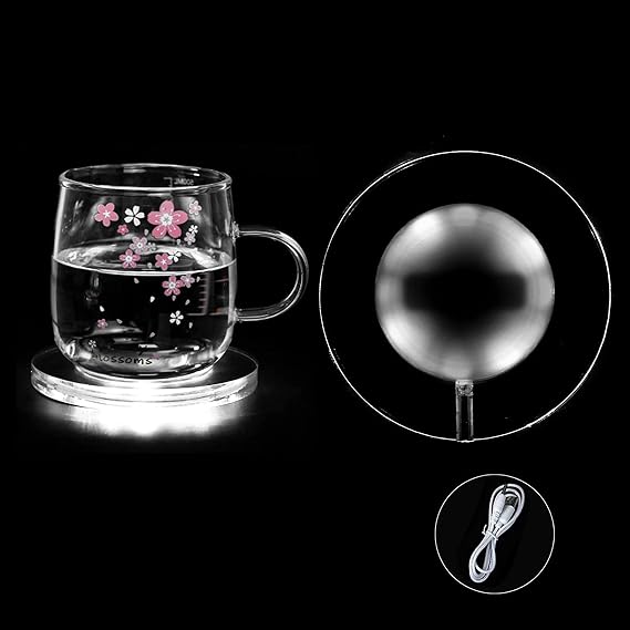 LED Coaster, LED Car Coasters Light Up Coaster led Coasters Car LED Bottle Lights Bottle Glorifier Acrylic Luminous Coasters USB (3 Pack, White)