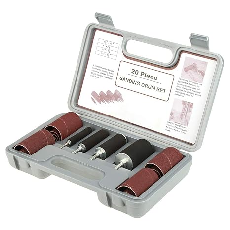 Drum Sander Kit, 20pcs Spindle Sanding Drum Sander Tool Kit Set with Case for Drill Press