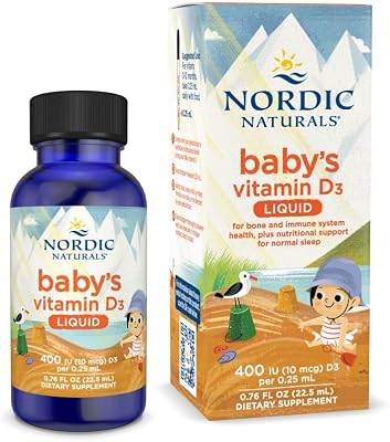 Nordic Naturals Babys Vitamin D3, Unflavored - 0.76 oz - 400 IU Vitamin D3 - Healthy Bones, Immune System Support, Normal Sleep Rhythms - Non-GMO, Certified Vegetarian - 90 Servings