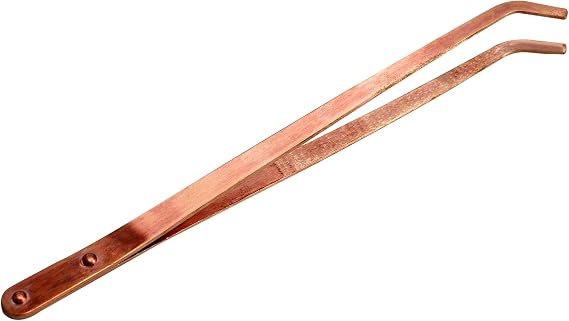 Copper Tongs, 8.5 Inch Curved Tip for Jewelry Making, Soldering & Pickling