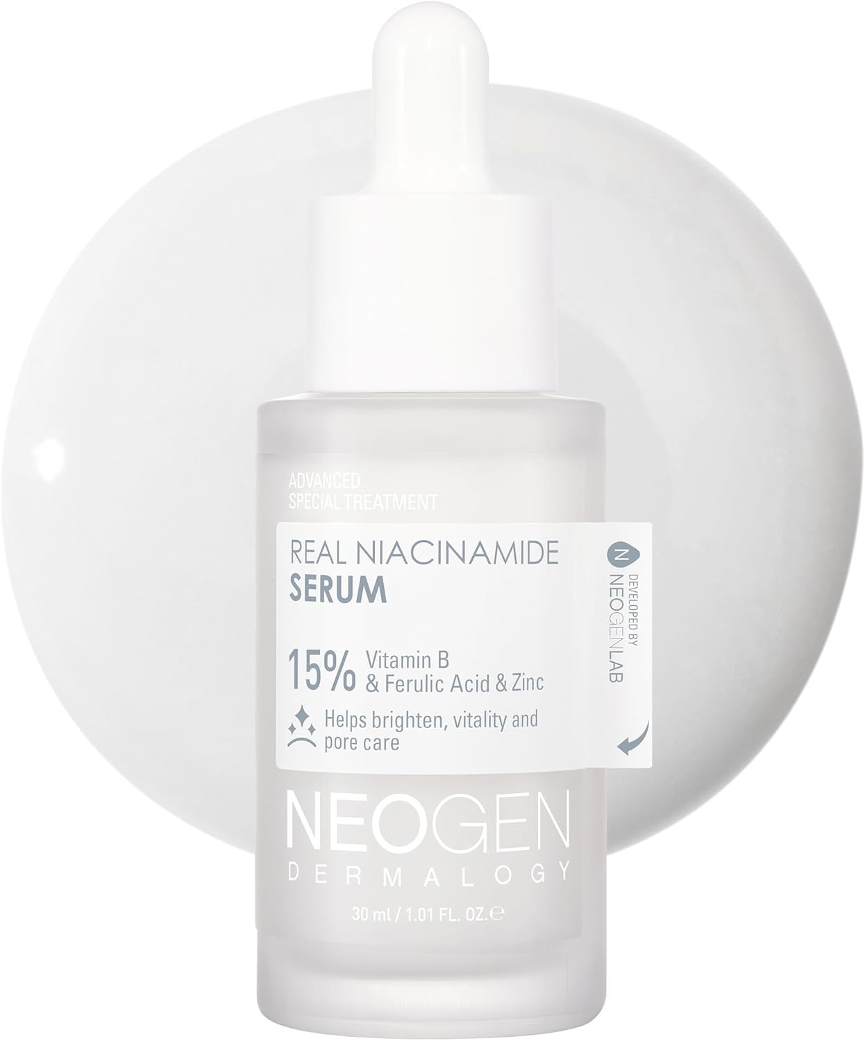 DERMALOGY by NEOGENLAB Real Niacinamide 15% Serum 30 ml  1.01 Fl Oz – Brightening, Dark Spots & Pore Care, Vegan Serum with Niacinamide, Ferulic Acid and Zinc – Korean Skin Care