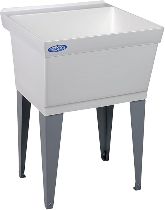 Mustee 15F Utilatub Laundry Tub Floor Mount, 23.5-Inch x 23-Inch, White