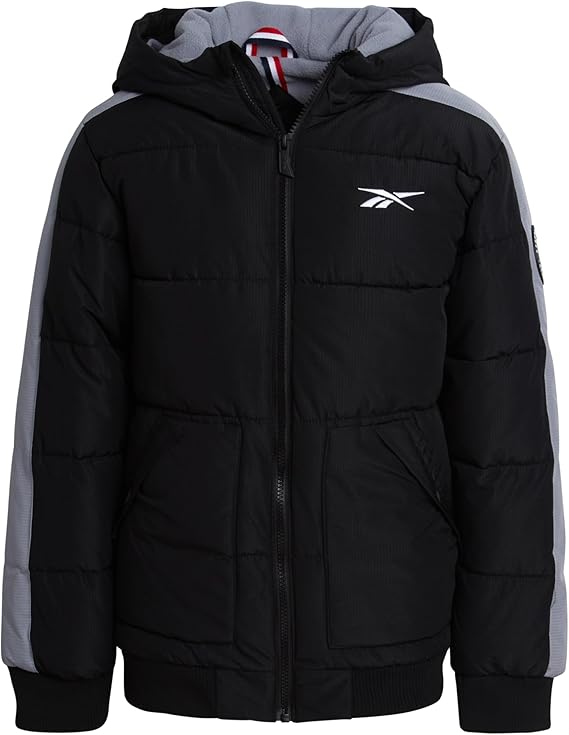 Reebok Boys Heavyweight Quilted Puffer Bomber Jacket, Weather Resistant