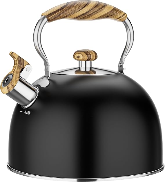 2.6 Quart Whistling Tea Kettle for Stovetop, Black