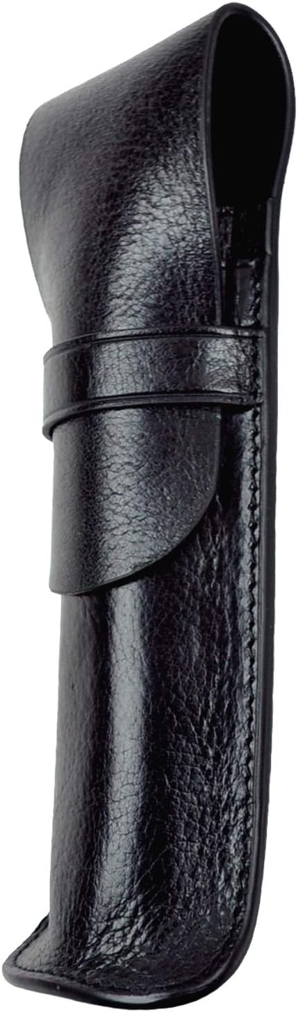 Dom Teporna Genuine Leather Pen Case 1 Pen Holder 2 Pen Holder 3 Pen Holder Fountain Pen Simple Stylish Italian Leather Compact Pencil Case Pen Holder Stationery, black, Classic
