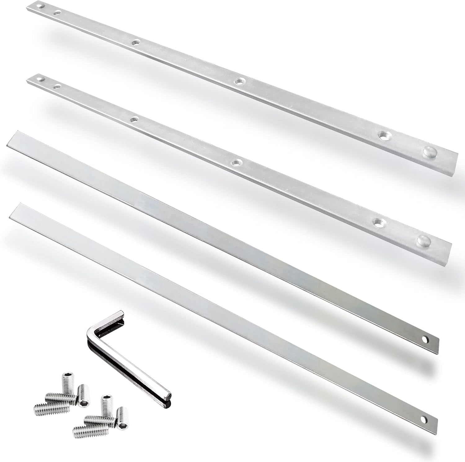 Guide Rail Connector Set P-20177 for Makita Track Saw Long Cuts， Also Compatible with Festool, Fit for DeWalt in Integrated Guide Rail T-Slots for Secure Cutting, Sliver