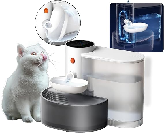Smart Cat Water Fountain Automatic Pet Water Dispenser Rechargeable, 3L Wireless Pour-Over Dog Water Fountain with Intelligent Timed Drainage System,2025 Upgrade Ultra-Quiet Design Easy Cleaning