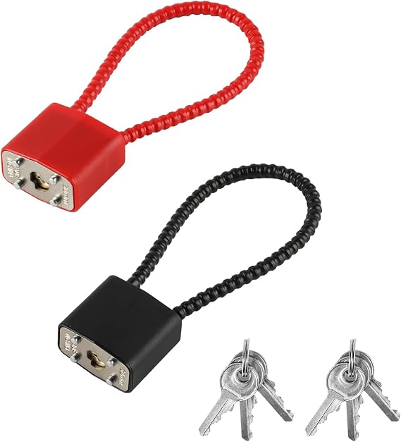 2 Pcs Steel Rope Padlocks with Keys and Heavy Duty Long Shackle Padlocks