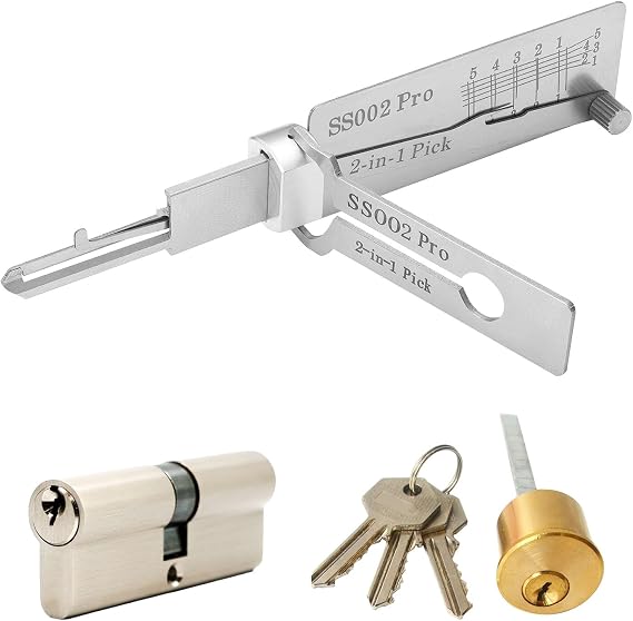 SS002 Pro Key Decoder Lock Picking Tool, Lock Pick Tool,Stainless Steel Locks Picking Kit,2 in 1 Pick and Decoder Tools for S-Groove Door,L/ock/Picks Decoders for Auto and Beginners