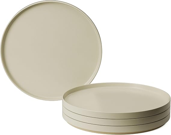 MIAMIO - Plate Set Ceramic/Set of 4 Dinner Plates (10 in) - Sierra Sand
