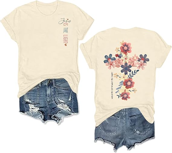 Christian Bible Verse Graphic Shirts Women