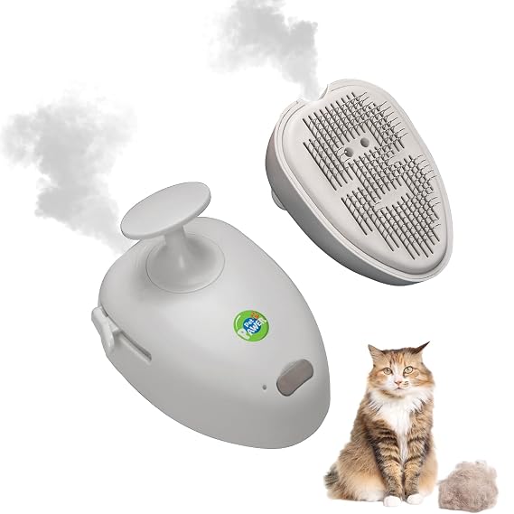 Cat Steam Brush for Shedding, 4 in 1 Rechargeable Steam Brush for Cats and Dogs, Anti-Static, Massage, Cleaning, Shedding & Combing All in One!