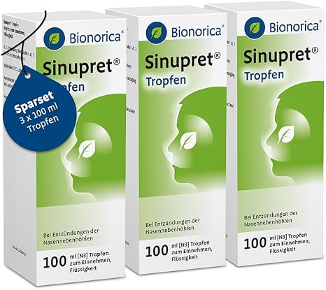 Sinupret Drops in Economy Set 3 x 100 ml - The Liquid Alternative for Sinusitis with Runny Nose Dissolves Mucus Opens the Nose and Frees the Head for Adults