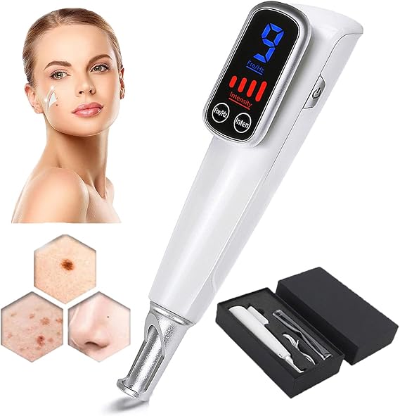 Professional Picosecond Laser Pen, Red Blue Light, Mole Freckle Dark Spot MelaninTattoo Removal Pen, 9 Levels of Frequency + 4 Levels of Intensity, Touch Screen,Blue