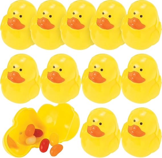 One Dozen (12) Plastic Ducky Shaped Easter Eggs