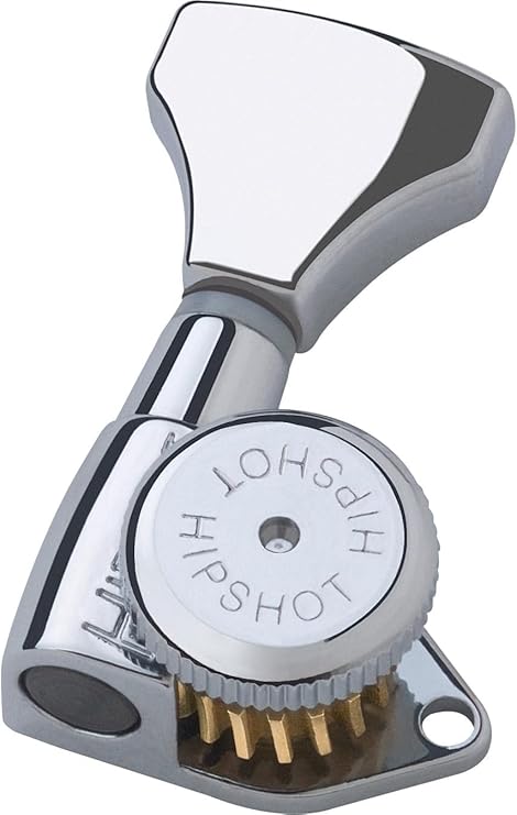 Hipshot 6GLO Grip-Lock Locking Guitar Tuning Machines 3+3 - Universal Mounting Plate UMP included - Chrome