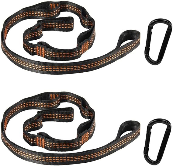 Hammock Attachment Pack of 2 Hammocks Suspension Straps with 2 Hook Carabiners for Camping Outdoor Travel Swing Tree Suspension Hammock Accessories Max 300 kg