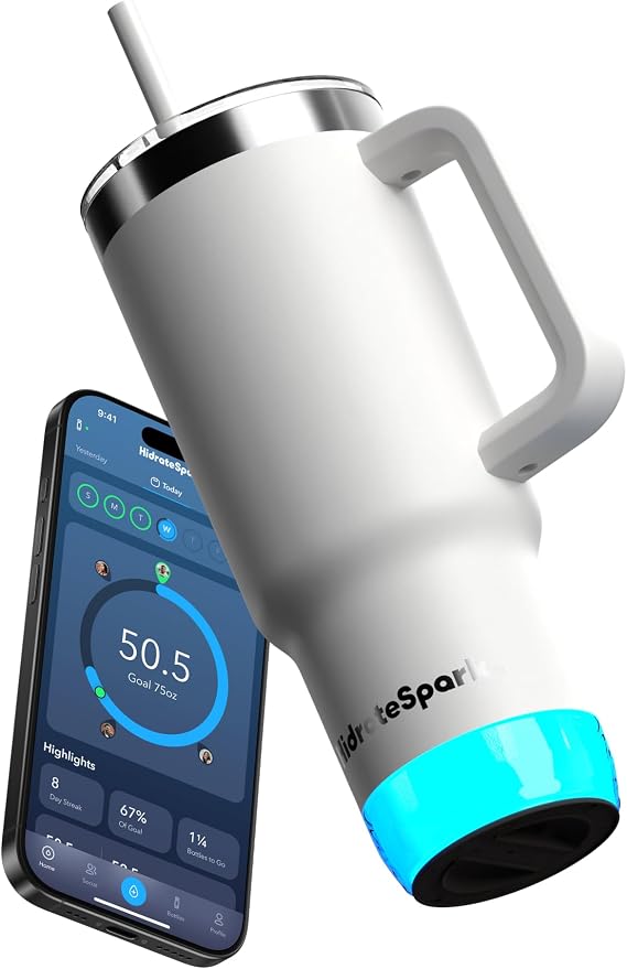 Hidrate Spark PRO 2 30oz Tumbler Smart Hydration Tumbler with Clinically Accurate Water Tracking & Extended Battery Life - Syncs with Apple Health, Fitbit, Smart Rings & Smart Watches - White