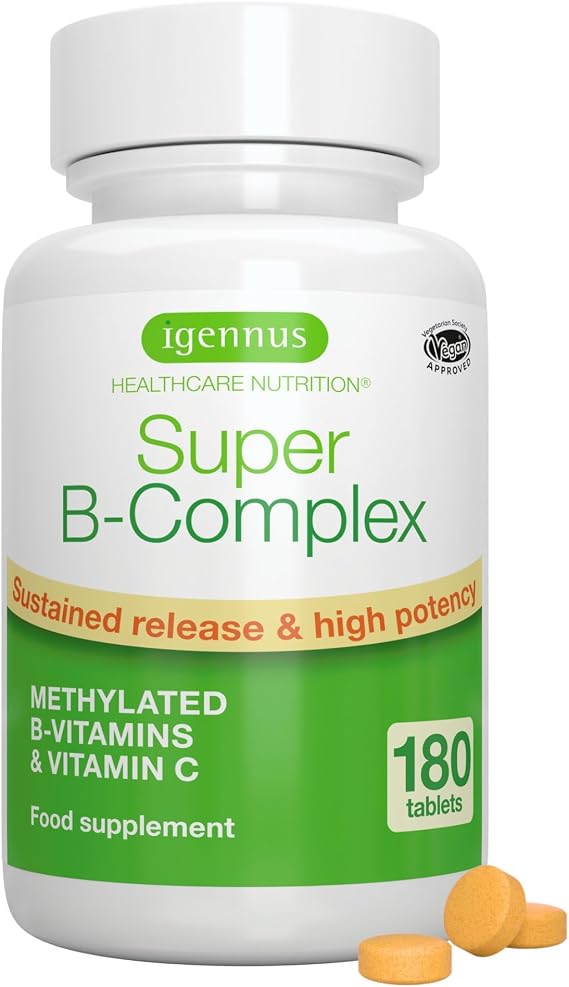 Igennus Super B-Complex High Absorption Methylated B Vitamins, 180 Tablets