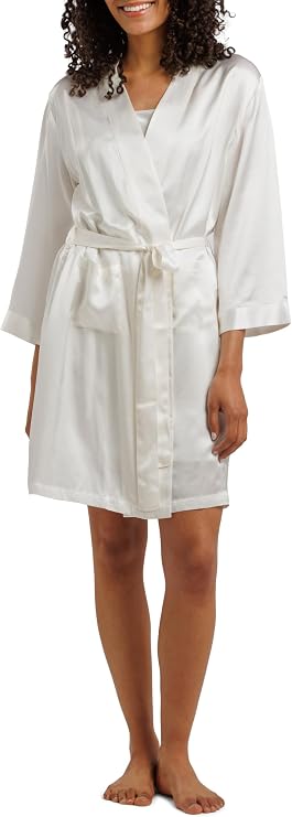 Fishers Finery Women's 100% Pure Mulberry Silk Mid-Length Robe with Pockets | Awarded Best Silk Robe
