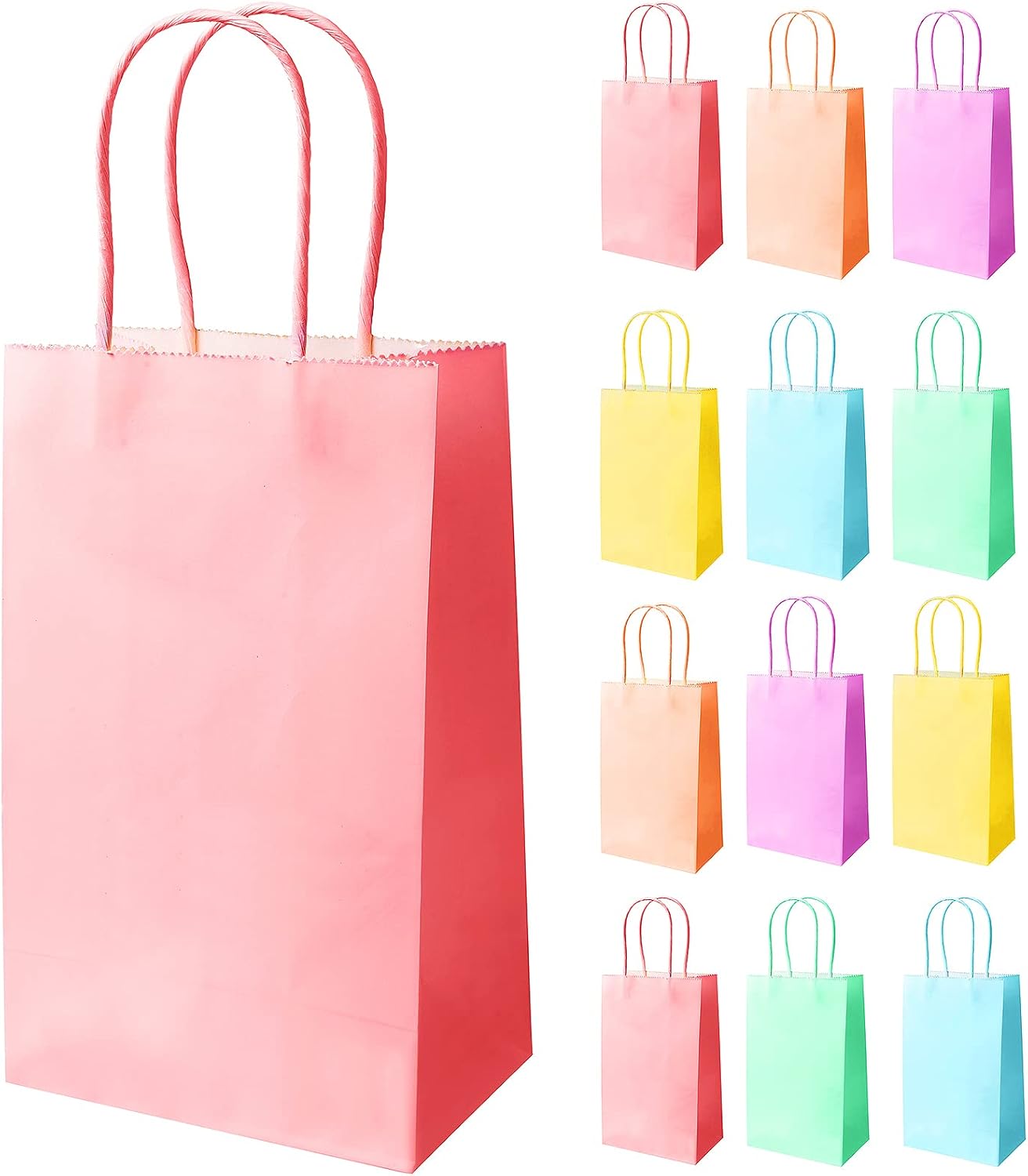 12 Pcs Colored Paper Party Bags Girls Party Bags with Handles Candy Gift Bags Sweets for Kids Party Wedding Birthday Favor Celebrations 6 Colour Brand: JOYSKY