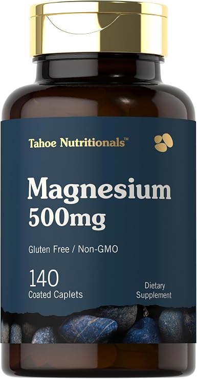 Tahoe Nutritionals Magnesium 500mg | 140 Coated Caplets | Non-GMO & Gluten Free Supplement