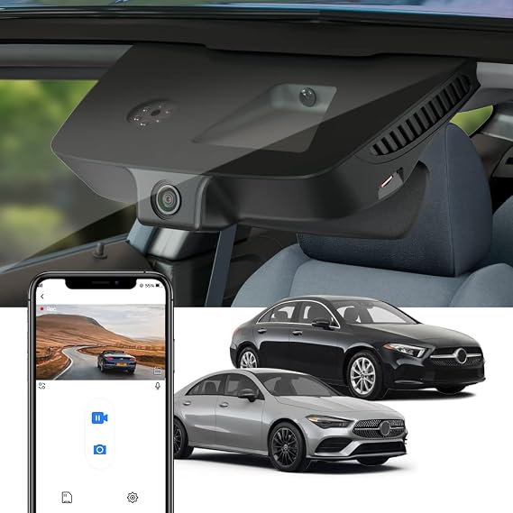 Fitcamx 4K Dash Cam Compatible with Benz A Class A220 2019-2022 W176 W177 & CLA 250 2014-2023 C117 C118 (HD2-5818), OEM Style, 2160P Video Quality, Loop Recording WiFi, G-Sensor, Plug&Play, 64GB Card