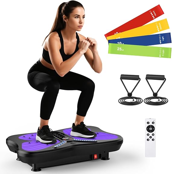 Vibration Plate Exercise Machine for Lymphatic Drainage, Vibration Machine for Full-Body Weight Loss Shaping, Vibrate Fitness Platform 400 Lbs & 200 Adjustable Speeds for Women Men Home