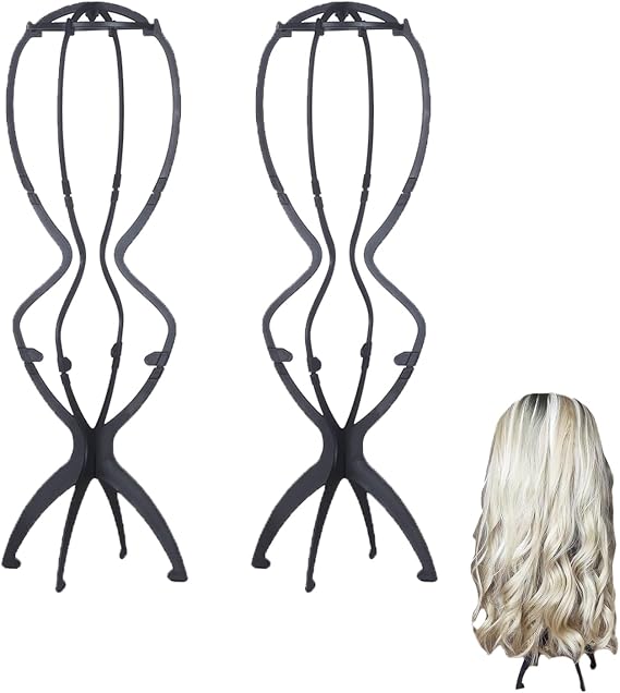 Black Wig Stand Head Tripod,2-Pack 50 cm Collapsible & Detachable Mannequin Head Stand for Wigs, Stylish Hat Holder and Wig Storage Display Accessory