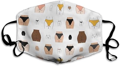 WUXEKZO Adult Windproof, Dust Proof Face Scarf Mask Scarf Naked Butt Yellow Black White Skintones Funny Face Covers Face Balaclavas, Warm Mouth Decoration for Outdoor Cosplay Cycling