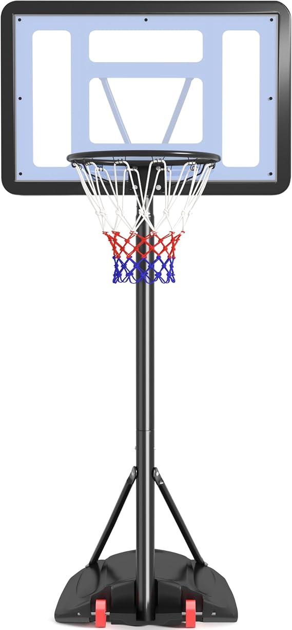 Yaheetech Kids Basketball Hoop Outdoor Portable Basketball Goal Court for Youth & Adults 7.2-9.2ft Height Adjustable, 32inch Backboard