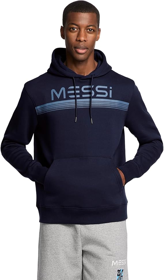 Messi Men's Lifestyle Logo Hoodie, Pullover Sweatshirt With Drawstring