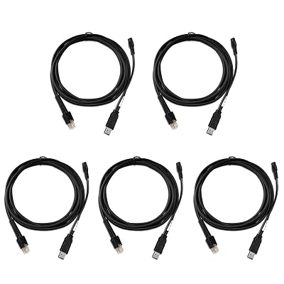 WUHAO 5-Pack CBA-U42-S07PAR USB Cable 9.8FT for Zebra Symbol DS3678-SR DS3678-DP LI3608 LI3678 DS3600 DS3608 DS8108 Barcode Scanner USB-A to RJ-45 Straight 12V