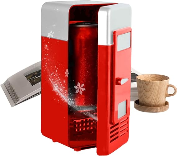 Small Fridge USB, Beverage Refrigerator USB-Powered, Plug-in Cooler Appliance Skin Care Supplies For Road Trip Bedroom Dormitory Family Movie Night,