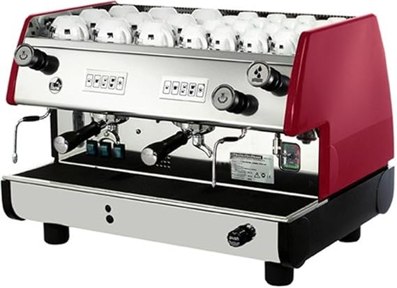 La Pavoni BAR-T 2V-R Commercial 2 Group Volumetric Espresso Machine, Red, 14L Boiler Water Capacity, Electronic Automatic Water Level