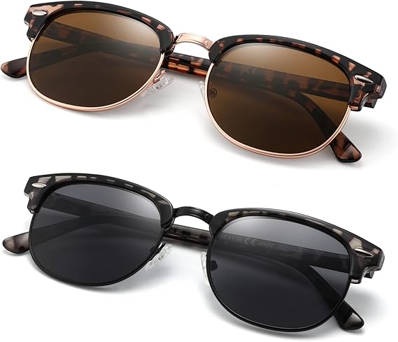 2 Pack Sunglasses Readers for Men Women Vintage Full Lens Reading Sunglasses Outdoor Magnifying Glasses NON BIFOCAL
