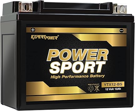 ExpertPower YTX12-BS AGM Motorcycle Battery 12V 12Ah Powersports ATV Battery - Sealed Lead Acid, Maintenance-Free for Motorcycles & UTVs, Recon, Scrambler, Mongoose, People 250
