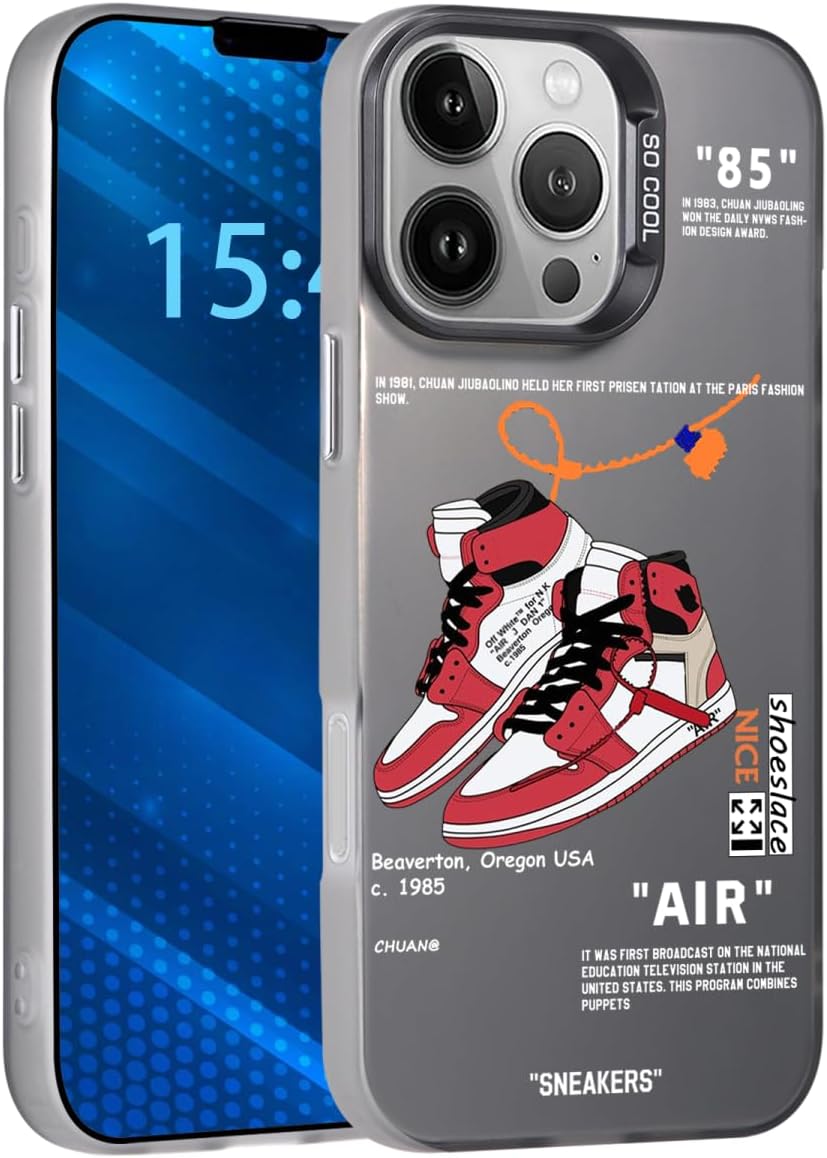 Cool Design Phone Case for iPhone 15 Pro Max Boys Men Aesthetic Shockproof Basketball Sneakers Sport Designer Case for iPhone 15 Promax Red