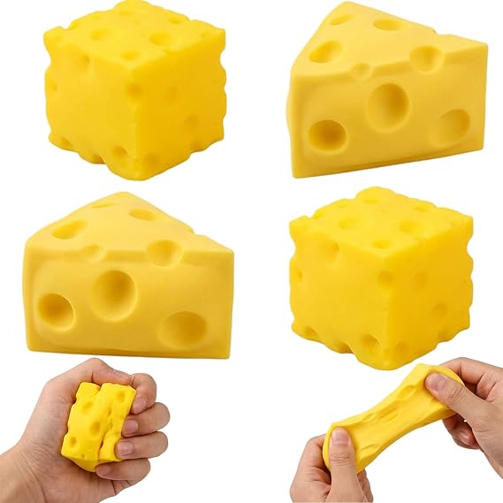 4pcs Cheese Squishy,5 CM Giant Cheese Squishy for Stress Relief, Squeeze Cheese Sensory Tool for Office Focus and Anxiety Management, with Butter and Cheese Design ﻿