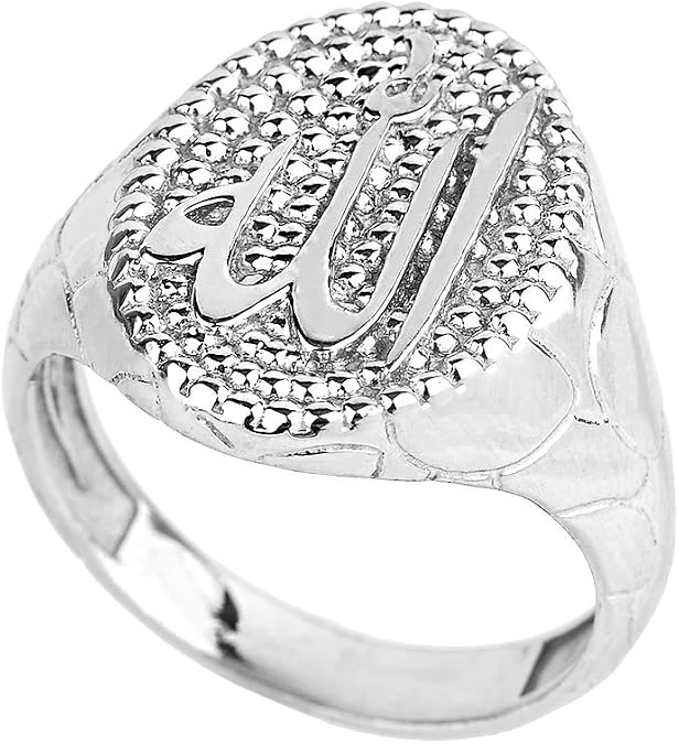 Men's Solid 925 Sterling Silver Islamic Allah Oval Ring