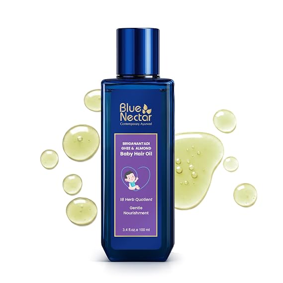 Blue Nectar Ayurvedic Baby Hair Oil | Herbal Toddler Hair Oil with Coconut