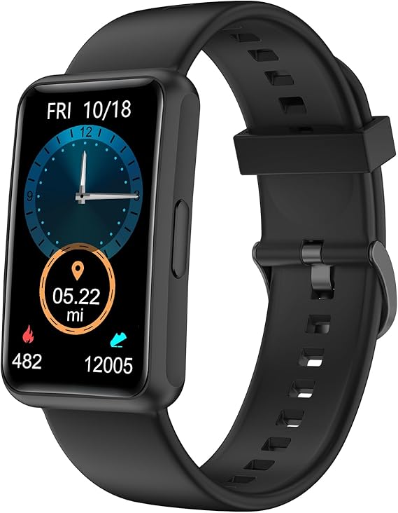 HUAKUA Pedometer Watch No Bluetooth Fitness Tracker Step Counter Black