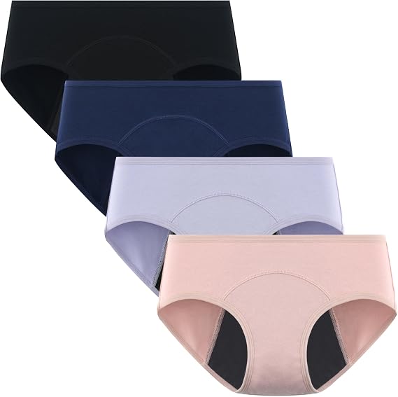 POPKOK Teen Girls Period Underwear Cotton Menstrual Brief Panties 4 pack