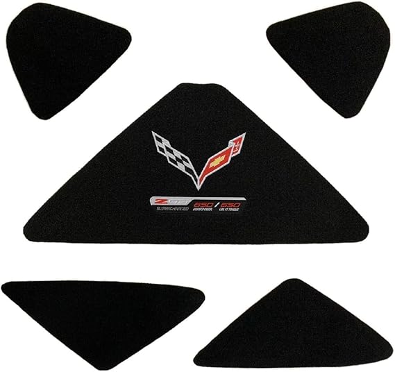 C7 Corvette Trunk Lid Liner with Cross Flag Emblem and ZO6 Embroidered Emblems 5 Piece Kit Fits: 14 Through 19 Convertible Corvettes