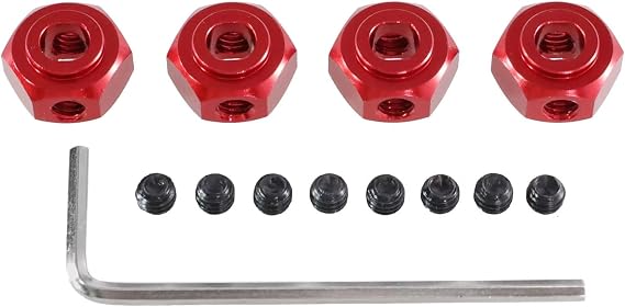 Rc Upgrade Parts For MJX For Hyper Go 10208 H12Y H12Y+ 1/10 1/12 Metal 12mm Hex Connector RC Car Metal Upgrade Parts Accessories(Red)